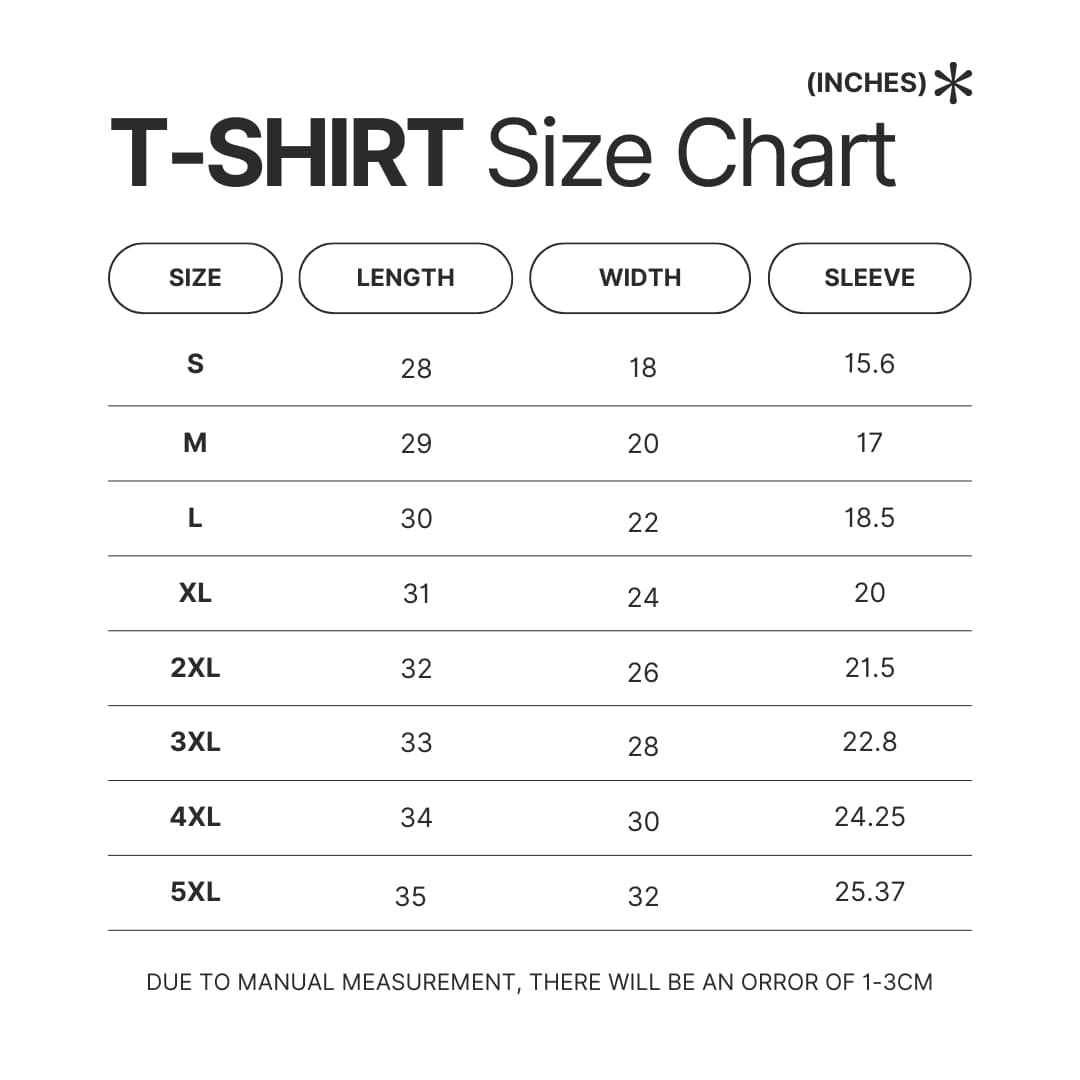 T shirt Size Chart - Jett Lawrence Store